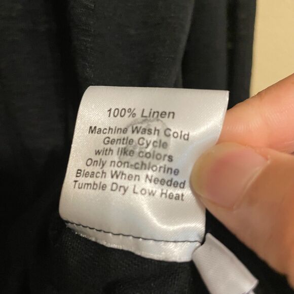 Wilt Aritzia Long Sleeve Linen Tee Women Medium Black Oversize Pleated Front Top - Picture 8 of 8